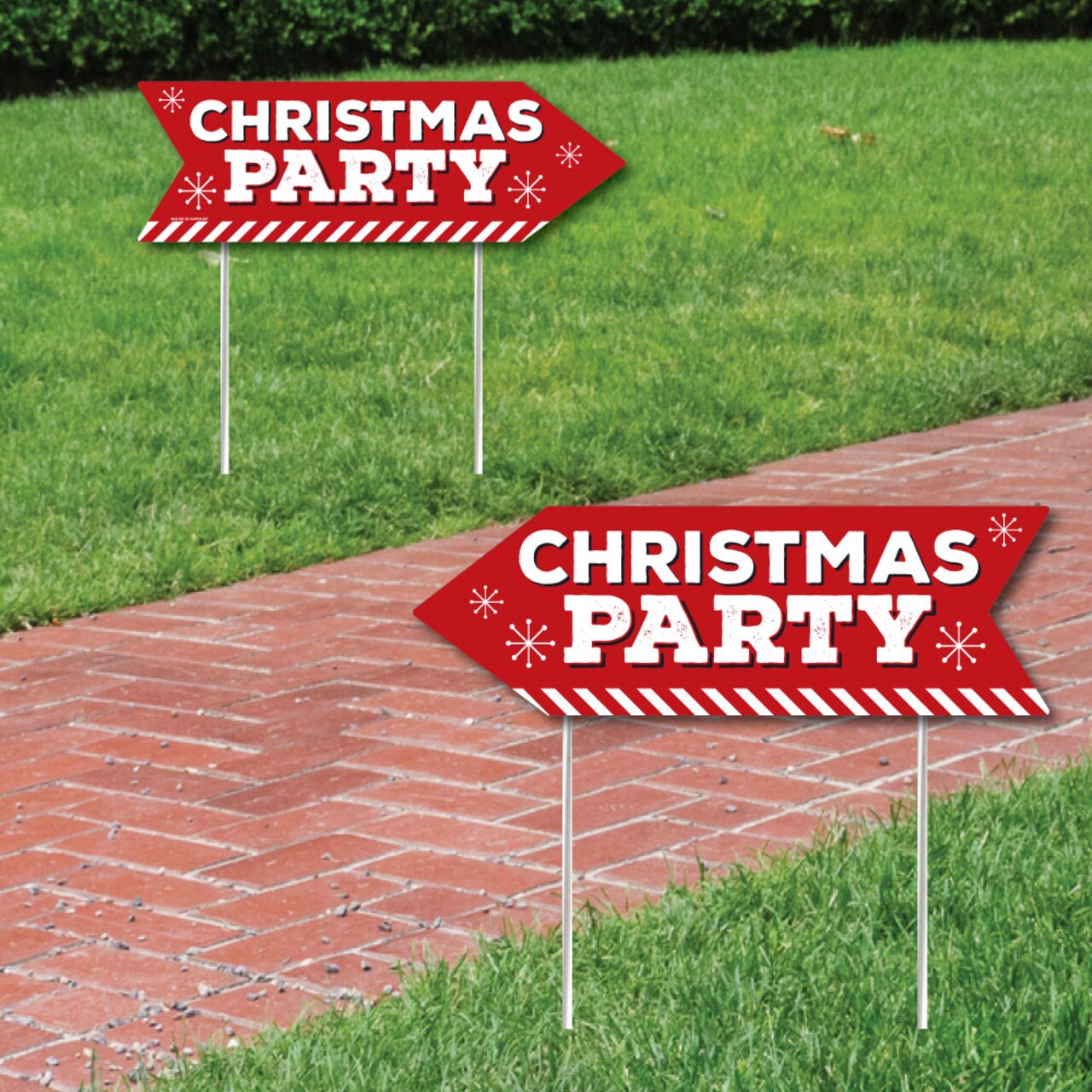 Big Dot of Happiness Christmas Party - Holiday Party Sign Arrow - Double Sided Directional Yard Signs - Set of 2